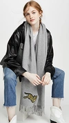 Kenzo Jumping Tiger Stole Scarf In Pale Grey