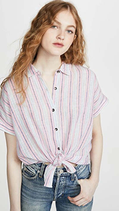 Splendid Canyon Striped Tie-front Shirt In Pink Glow Multi