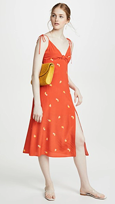 Astr Brigette Dress In Atomic Orange Print