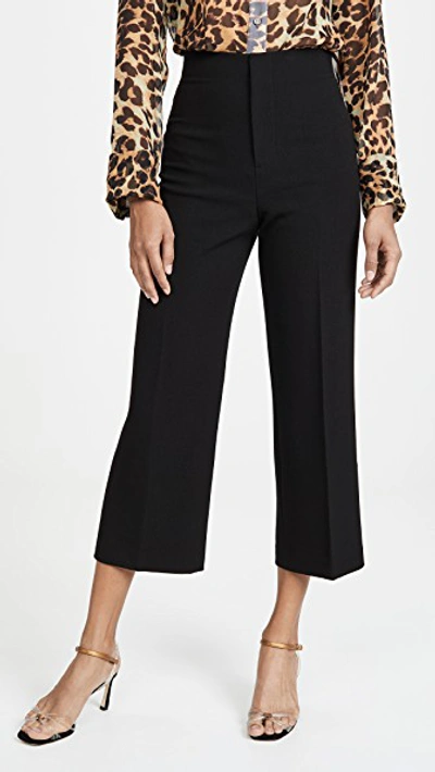 Alice And Olivia Lorinda Super High-waist Cropped Flare Pants In Black