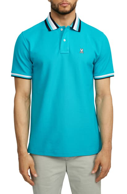 Psycho Bunny Coniston Tipped Pique Polo In Bluebird ModeSens