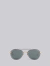 THOM BROWNE THOM BROWNE EYEWEAR TB112 - WHITE GOLD BLACK ENAMEL AVIATOR SUNGLASSES,TBS11213746880