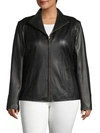 COLE HAAN PLUS LEATHER JACKET,0400011074789