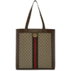 GUCCI GUCCI BROWN AND BEIGE GG OPHIDIA TOTE
