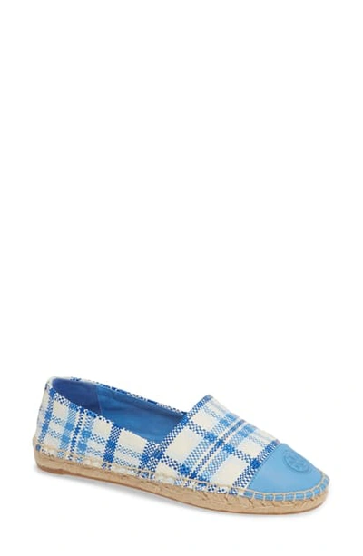 Tory Burch Colorblock Espadrille Flat In Blue Check In Plaid/ Chambray
