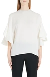 VALENTINO FLUTTER SLEEVE SILK BLOUSE,SB3AE4101MH