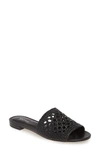 Michael Michael Kors Women's Augustine Woven Leather Slide Sandals In Black