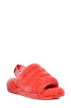 Ugg Fluff Yeah Genuine Shearling Slingback Sandal In Red/red