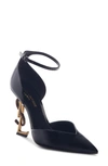 SAINT LAURENT OPYUM ANKLE STRAP POINTY TOE PUMP,5789341GHDD