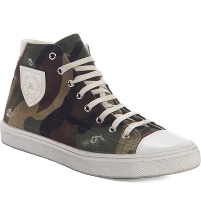 Saint Laurent Bedford Logo-appliquéd Distressed Printed Canvas High-top Sneakers In Camo