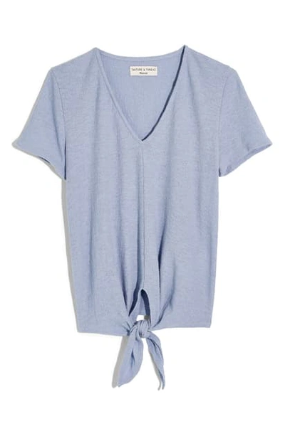 Madewell Texture & Thread V-neck Modern Tie-front Top In Craft Blue