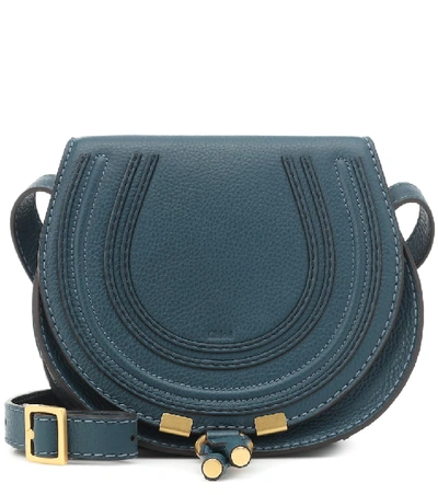 Chloé Marcie Small Leather Shoulder Bag In Navy Inkgold