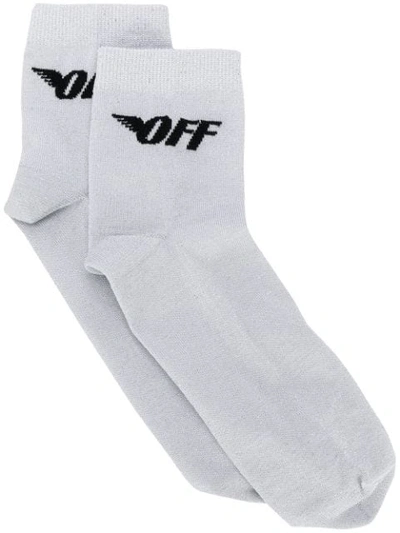 Off-white Contrast Logo Knit Socks - 白色 In White