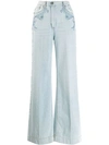 ETRO EMBROIDERED WIDE LEG JEANS