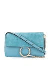 Chloé Chloe Small Faye Suede & Calfskin Shoulder Bag In Blue