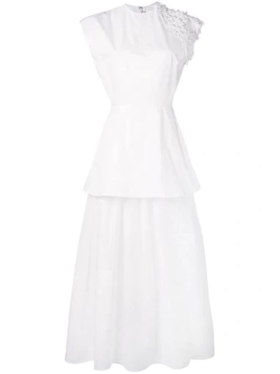 Christopher Kane Embellished Peplum Cotton-poplin Midi Dress In White