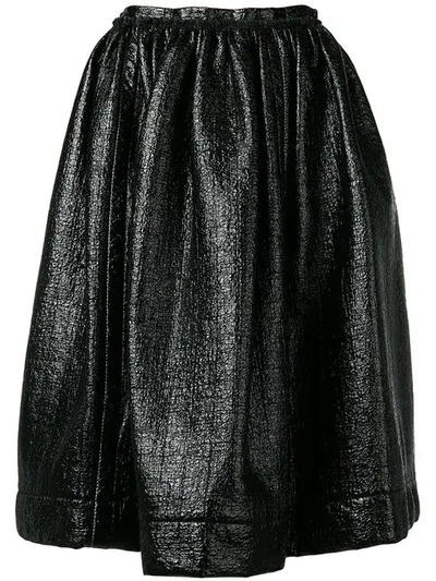 Marni High Waist Faux Patent Leather Skirt In Black