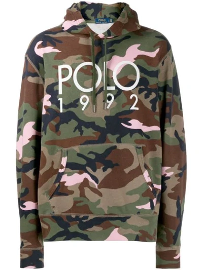 Polo Ralph Lauren Magic Fleece Camo Print Hoodie In Green Multi