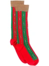 GUCCI GUCCI HORSEBIT WEB STRIPE SOCKS - 绿色