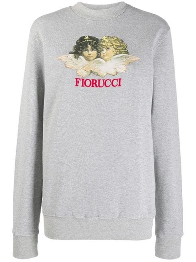 Fiorucci Vintage Angels Logo Pullover Sweatshirt In Grigio