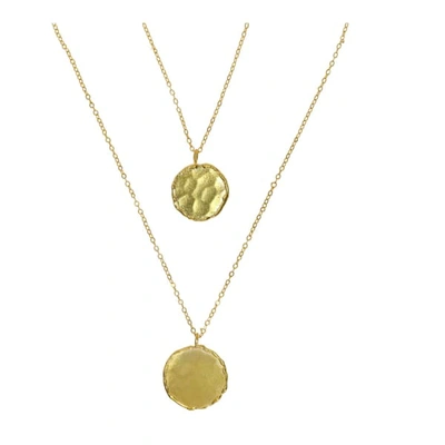 Ottoman Hands Multirow Necklace With Hammered Gold Medallions