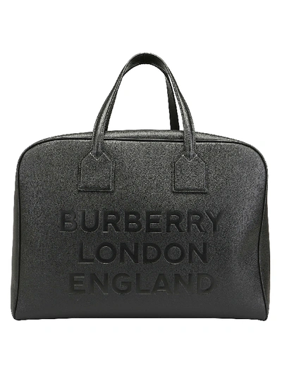 Burberry Embossed Logo Travel Bag In Black