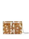 BURBERRY DEER PRINT LEATHER CARD CASE WITH DETACHABLE STRAP