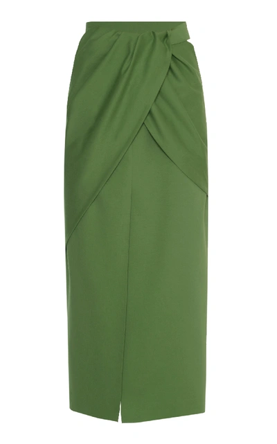 Aleksandre Akhalkatsishvili Draped Cotton Midi Skirt In Green