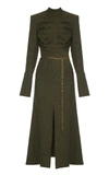 ALEKSANDRE AKHALKATSISHVILI CHAIN BELT WOOL MIDI DRESS,751899