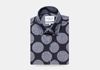 LEDBURY MEN'S NAVY BLUE FOUNDRY PRINT CASUAL SHIRT COTTON/LINEN,1W19I2-022-699-175-36