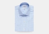LEDBURY MEN'S BLUE GINGHAM POPLIN DRESS SHIRT COTTON,1W18X9-012-600-16-35