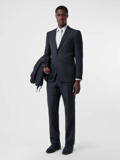 Burberry Classic Fit Windowpane Check Wool Suit In Uniform Blue