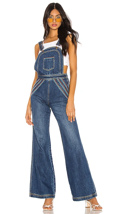 Free People Chasing Rainbows Overalls In Blue