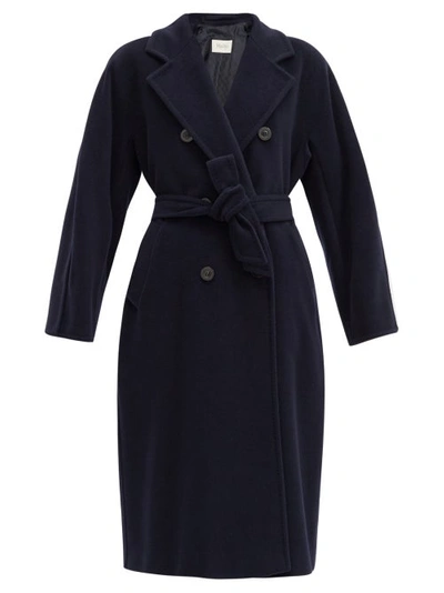 Max Mara Madame Wool And Cashmere Long Belted Coat In Ultramarine