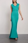 ZAC POSEN ZAC POSEN WOMAN FLUTED TEXTURED-CADY GOWN TEAL,3074457345620311730