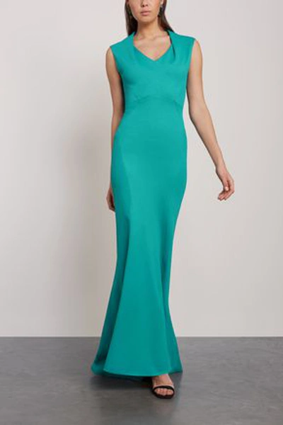 Zac Posen Woman Fluted Textured-cady Gown Teal