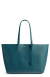 SAINT LAURENT 'SHOPPING' LEATHER TOTE - BLUE/GREEN,394195CSV0J