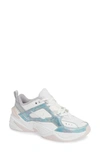 Nike M2k Tekno Leather, Mesh And Satin Sneakers In Summit White/ Barely Rose