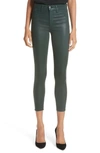 L'agence Margot Coated Crop Skinny Jeans In Evergreen Coated