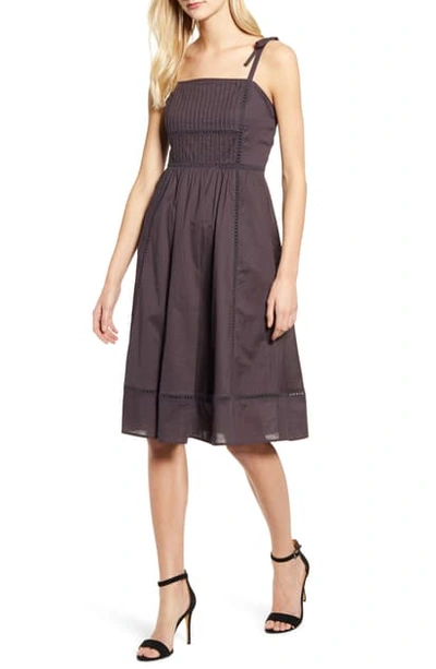 Anne Klein Embroidered Fit & Flare Dress In Nantucket Grey