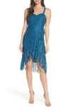 FOXIEDOX LACE RUFFLE SLEEVELESS COCKTAIL DRESS,HS1805DR