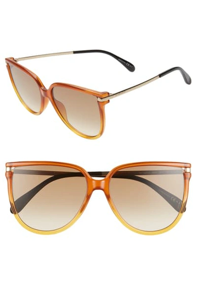 Givenchy 58mm Gradient Cat Eye Sunglasses In Light Orange Yellow