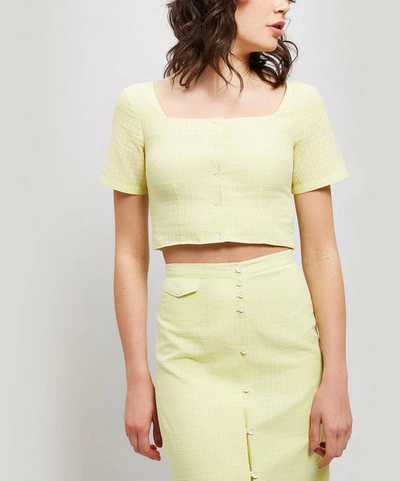Paloma Wool Lenna Square Neck Cotton Crop Top In Green