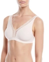 Hanro Lace-trim Cotton Wire-free Soft Cup Bra In Powder