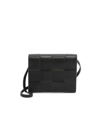 Bottega Veneta Leather Crossbody Bag In Black