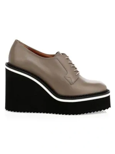 Clergerie Brio Leather Wedge Oxfords In Oat