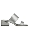 VIA SPIGA Phillipa Metalic-Leather Block Heel Slides
