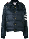 Thom Browne Navy Matte Nylon 4-bar Down Bomber Jacket In Blue