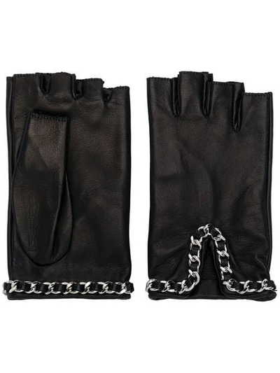 Manokhi Chain Embellished Fingerless Gloves In Black