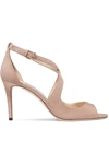 JIMMY CHOO EMILY 85 SUEDE SANDALS